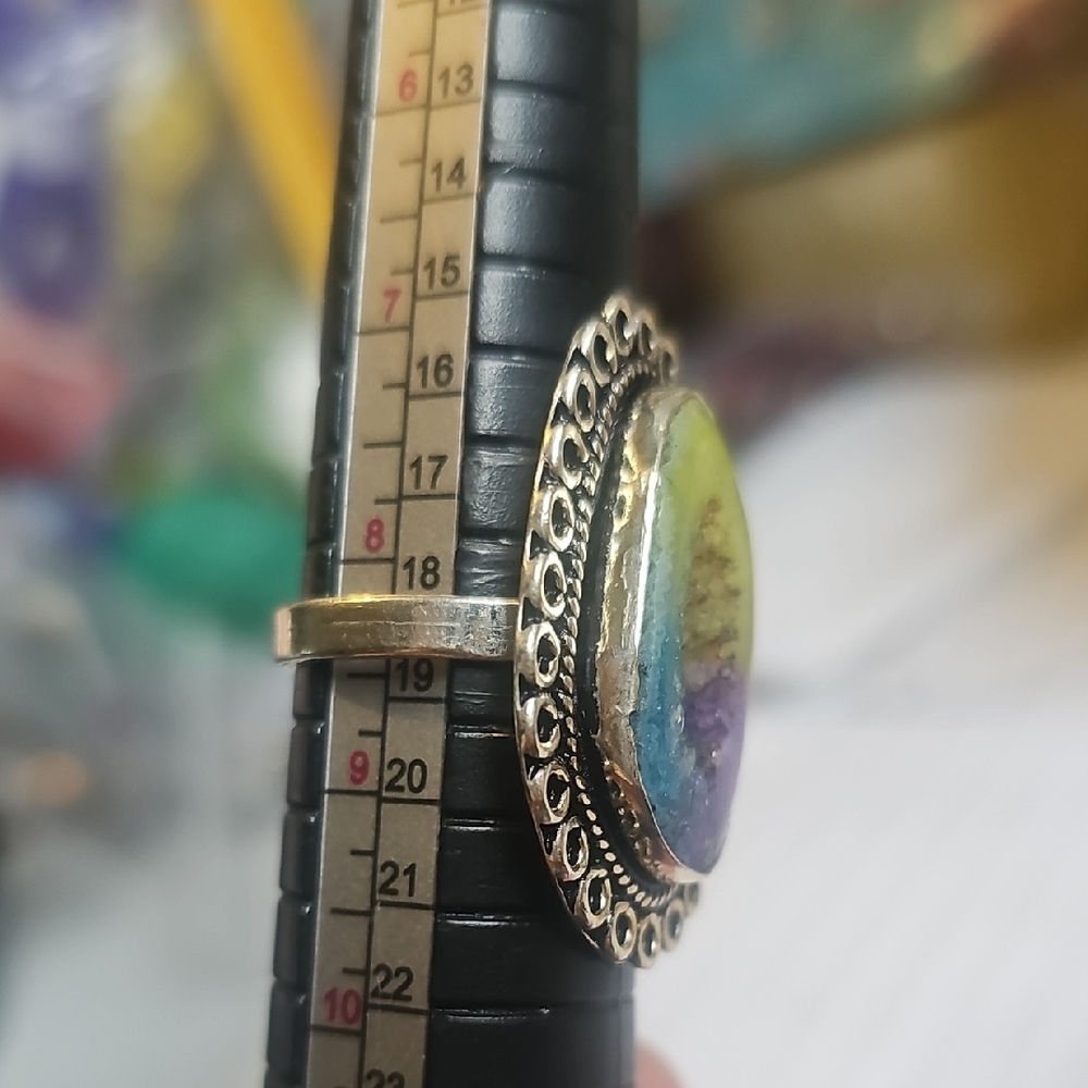 Multicolor Silver Statement Ring - image 2